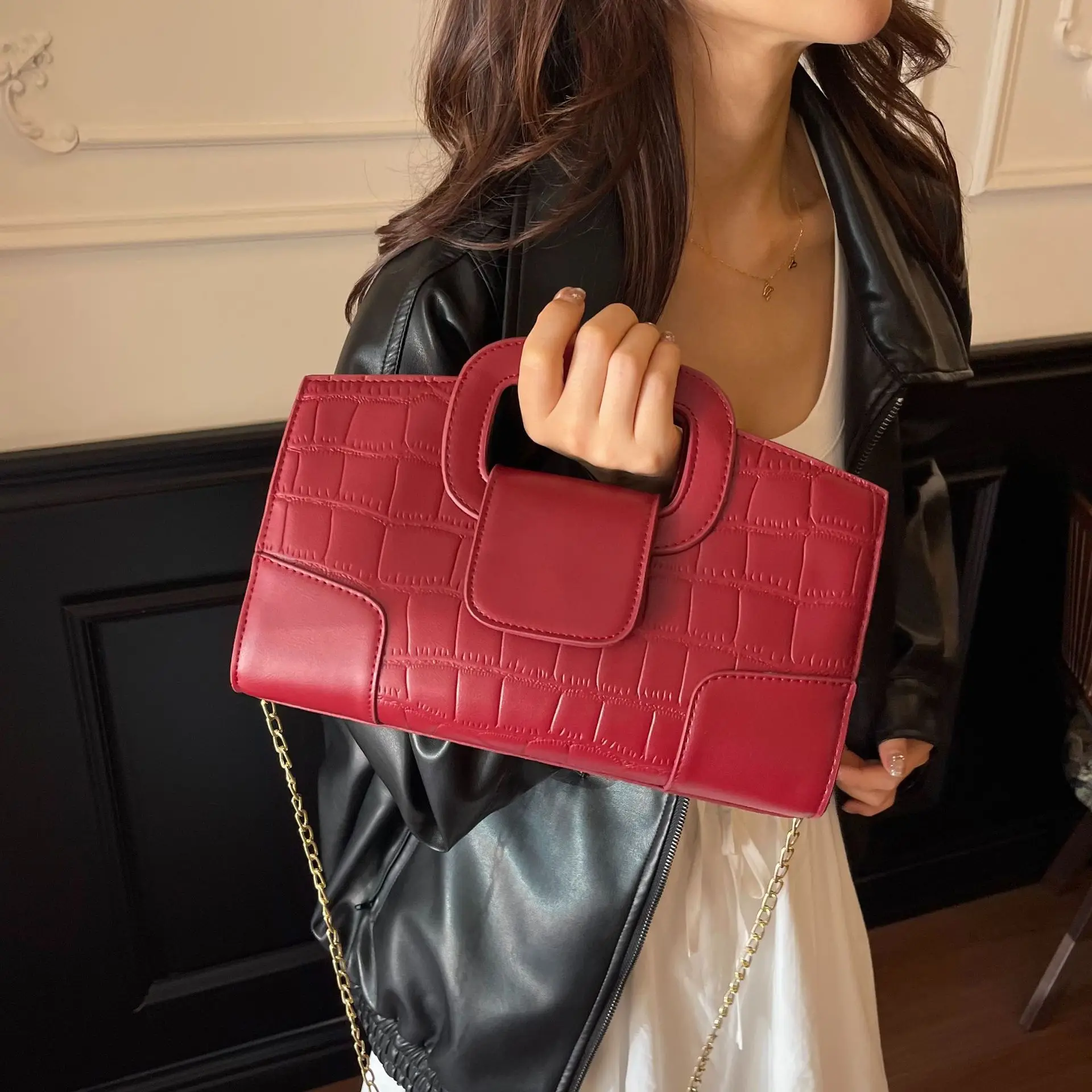 

Fashion Luxury Crocodile Pattern Women's Bag, Messenger Bag Versatile Chain Shoulder Bag Casual Handbag Crossbody Bags for Women