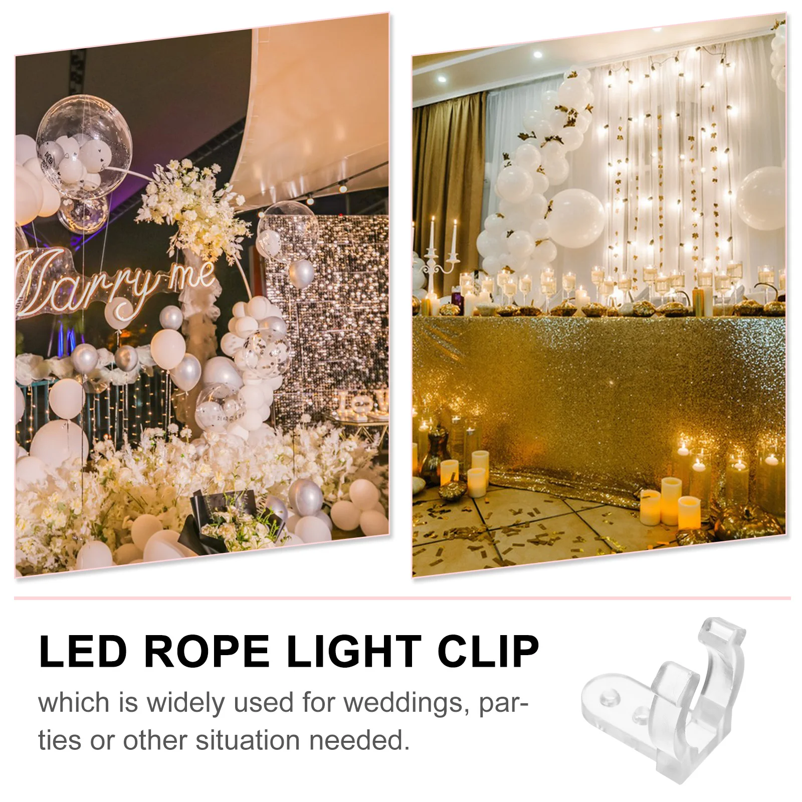 

100 Pcs LED Rope Light Clip Fastener Mounting Clips for Wedding Party Stylish Easy Mounting Lightweight LED Bulb Tube