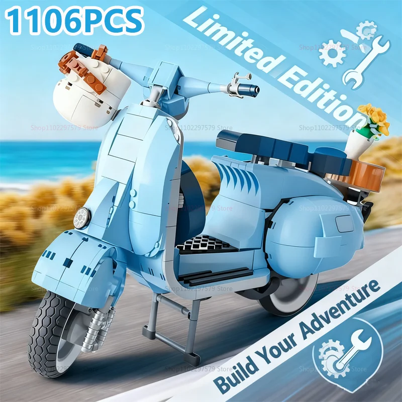 الرومانية عطلة دراجة نارية اللبنات 1106 قطعة سيارة التقنية أطقم منمذجة 10298 هدايا الاطفال الإبداعية MOC البلاستيك الجمعية اللعب #1