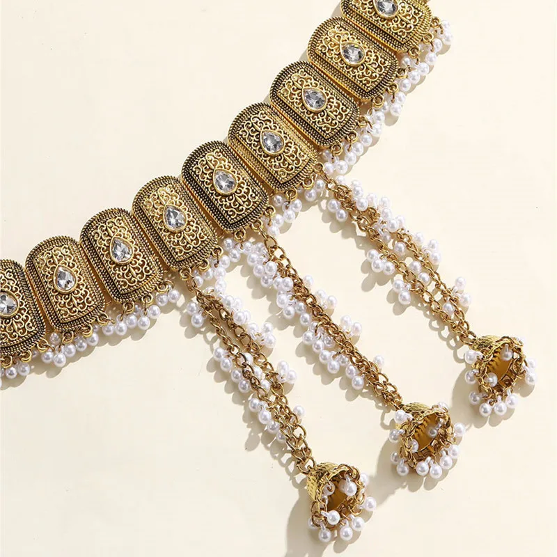 سلسلة البطن خمر للنساء مقلد حبات اللؤلؤ جرس مجوهرات للجسم العرقية اليدوية المرأة مجوهرات هدية احتفالية لصالح الحفلات