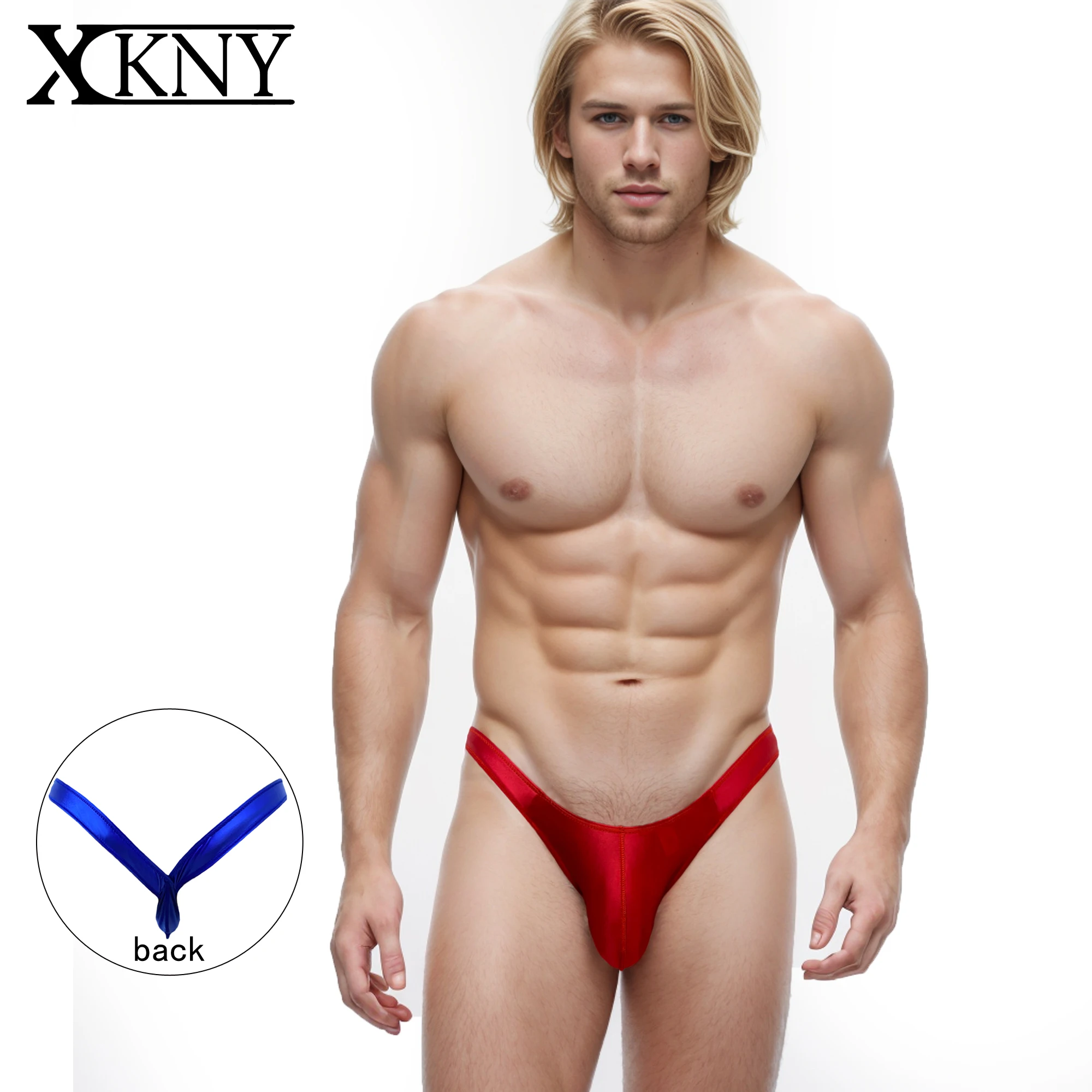 XCKNY Large Waist Men\'s Glossy thong Tighten the buttocks Underwear Silk High Elastic Underwear Men\'s Bikini