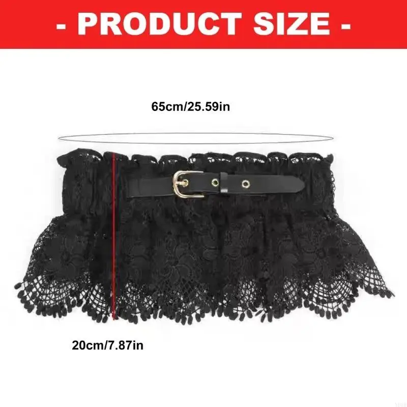 أنيقة الدانتيل زهرة المخصر اللباس حزام الخصر المرأة مطاطا حزام اللباس محسن Y08E #4