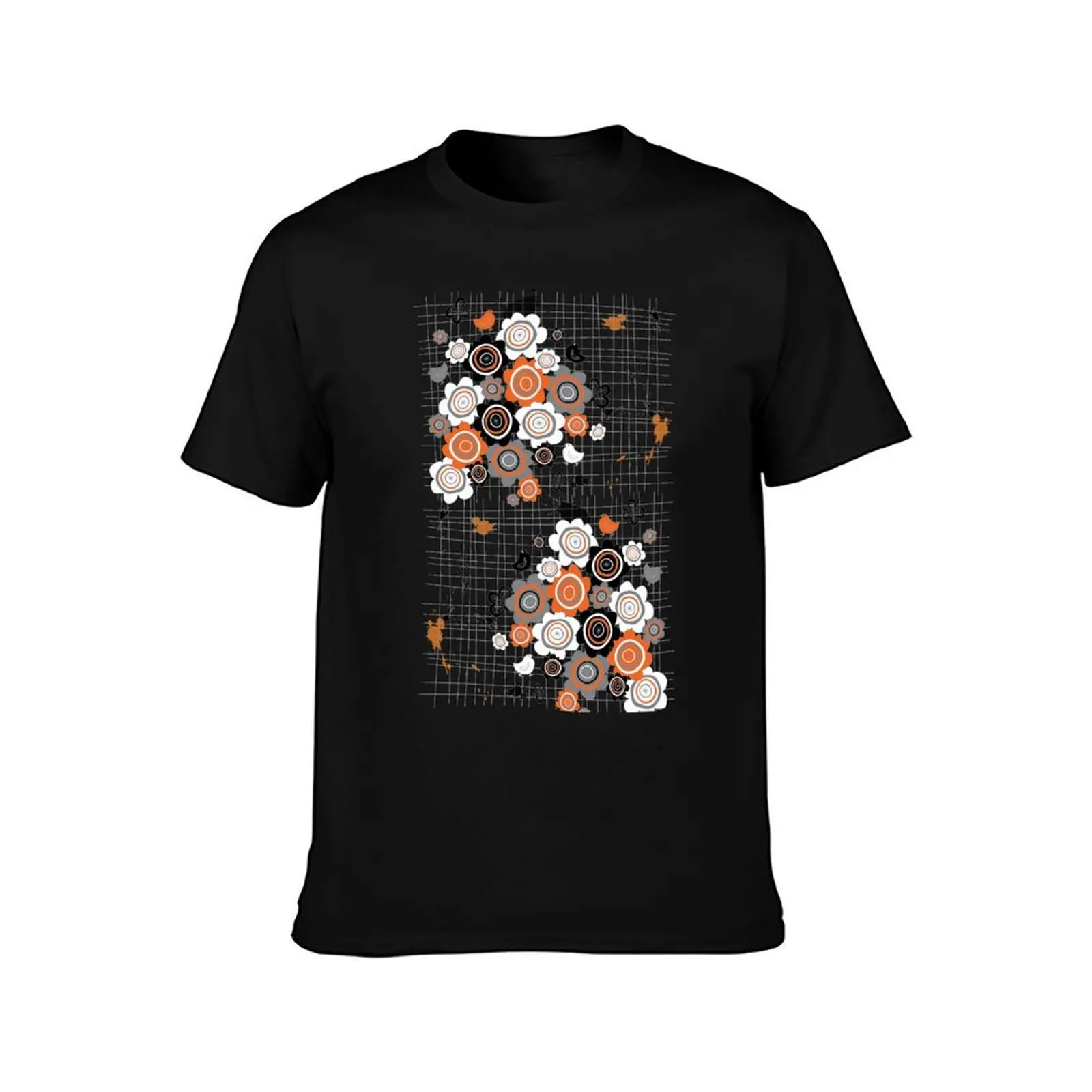Grunge Orange Flowers And Chicks Scrapbook Doodles ? fatfatin T-Shirt Plus Size Short Sleeve T-Shirt