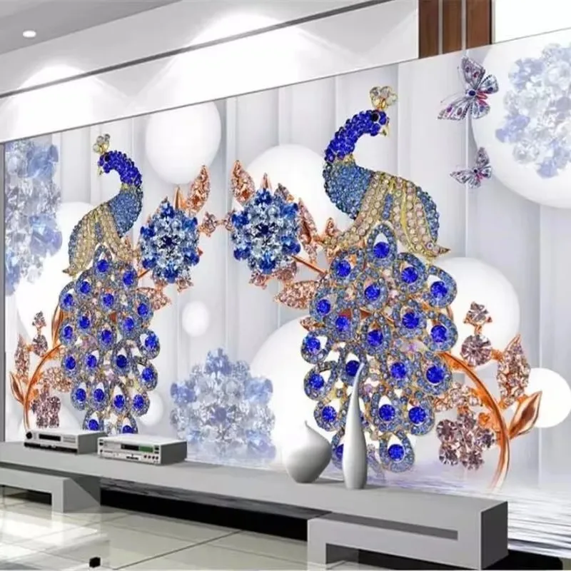 Custom wallpaper 3d mural LOVE swan jewelry TV background wall living room bedroom wallpapers home decor peacock room decoration