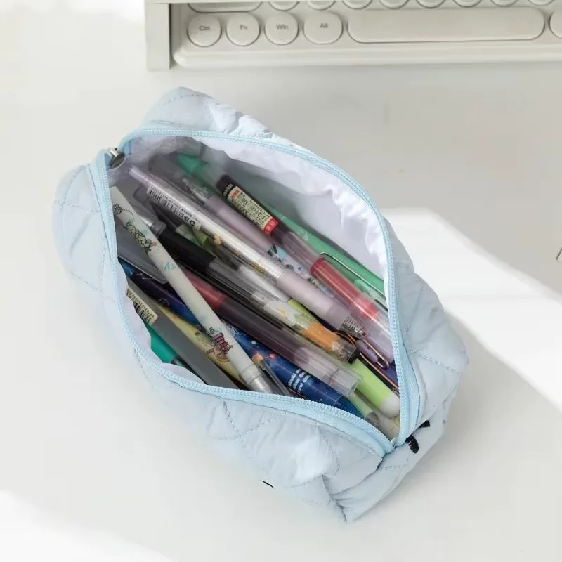 1pcs Simple Solid Color Bowknot Pencil Case Portable Desktop Stationery Storage Box Multi-functional Pencil Bags for Students