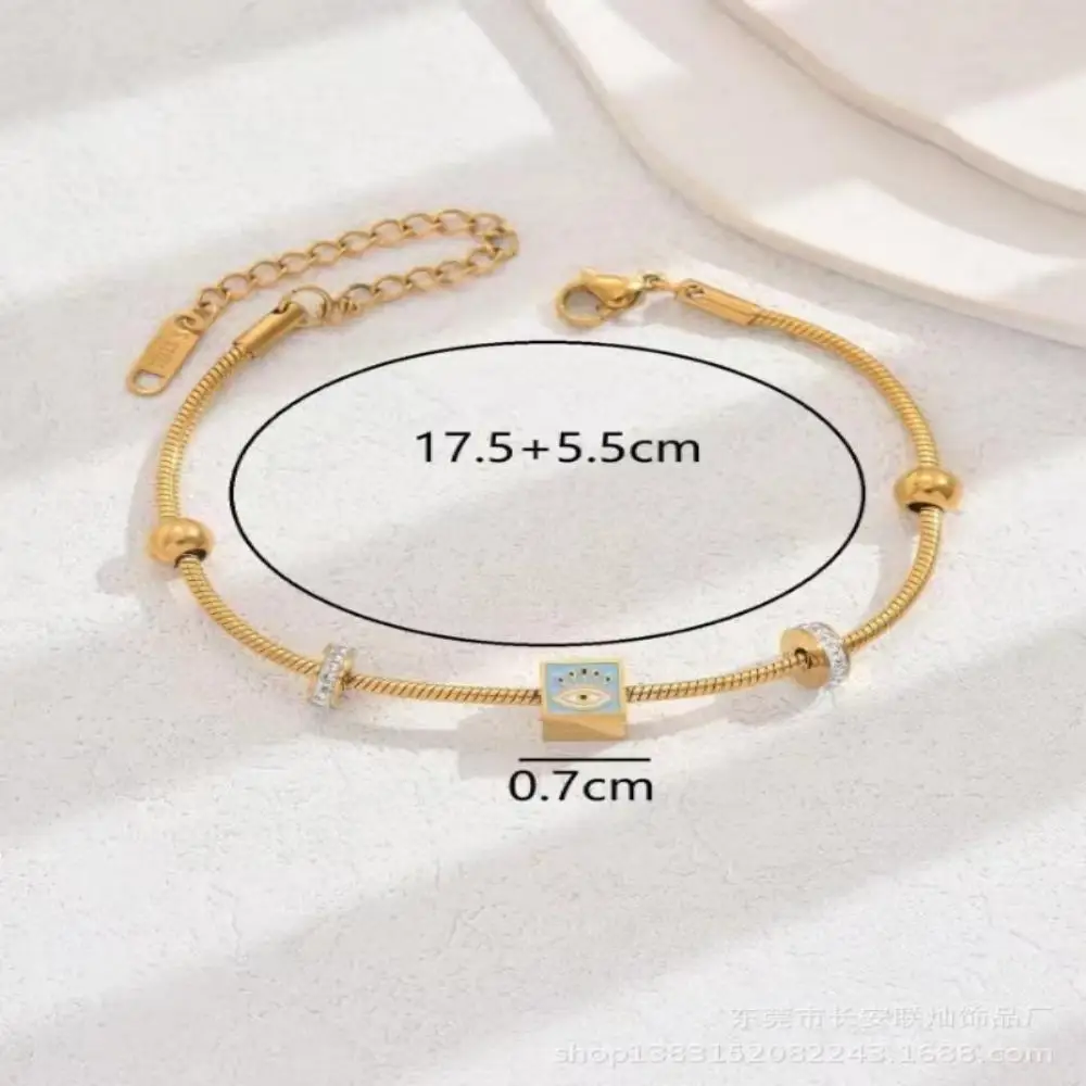 316L Stainless Steel Cube Eye Charm Bracelet For Women Girls Gold Color Non-fading Bangles Jewelry Birthday Gifts 2023 New