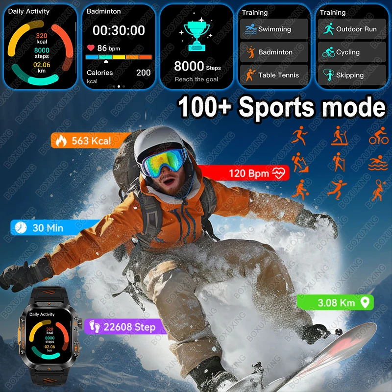 新しい軍事グレードの GPS 位置スマートウォッチ男性 XIAOMI 3ATM 防水コンパス 540mAh Bluetooth 通話 100 + スポーツスマートウォッチ