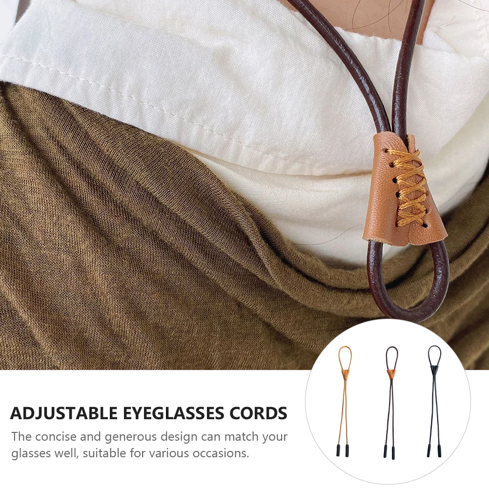 

3 Pcs Eyeglasses Glasses Straps Adjustable Anti Lanyard for Running Hiking Cycling PU Cords Gift Idea