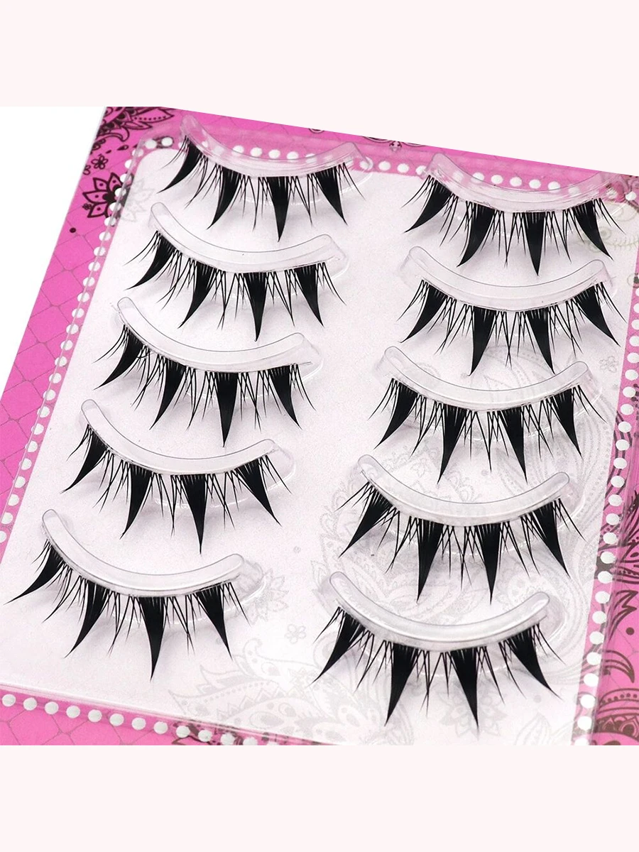 メイクアップつけまつげ、5ペアマンガまつげ、うっすらとしたアニメつけまつげナチュラルルック、ふわふわスパイキードールまつげ、漫画まつげ