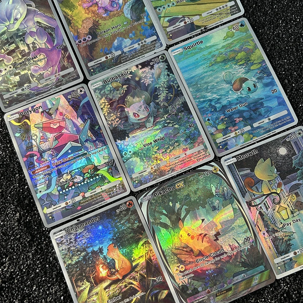 9 шт. Diy PTCG Gengar коллекционная карта Mewtwo Bulbasaur цветные флэш-карты самодельная классическая игра аниме боевые карты подарки
