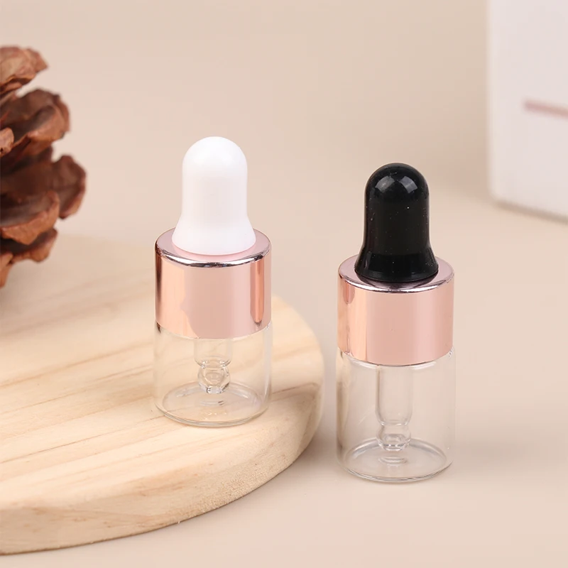 1-5ml Dropper Bottles Reagent Eye Drop Transparent Glass Aromatherapy Liquid Pipette Bottle Refillable Bottles Travel