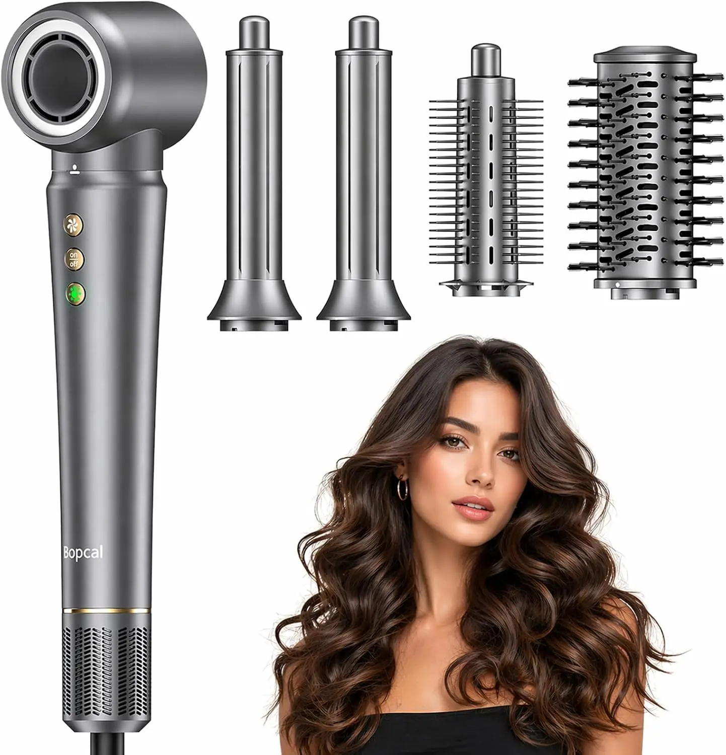 5-in-1 Hot Air Styler Brush: Fast Drying, Auto Curling, Ionic, No Heat Damage for Curl, Straighten & Volume