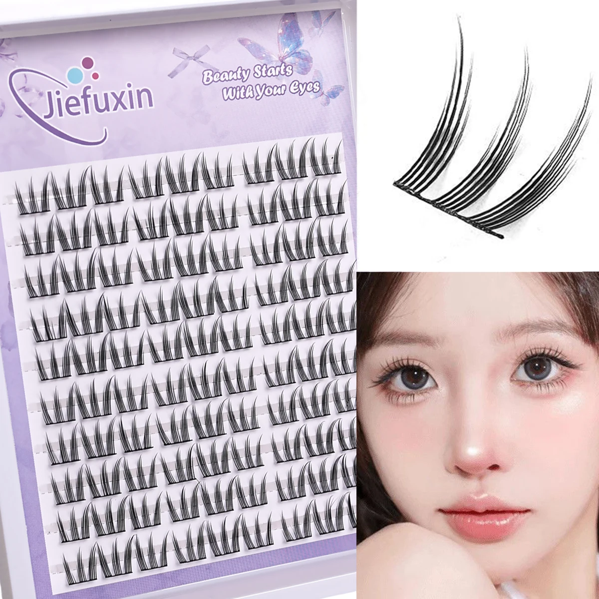DIY Eyelash Clusters Natural False Eyelashes Extenstions Long-Lasting Cat Paw Cluster Thick Lashes Supplies Make Up