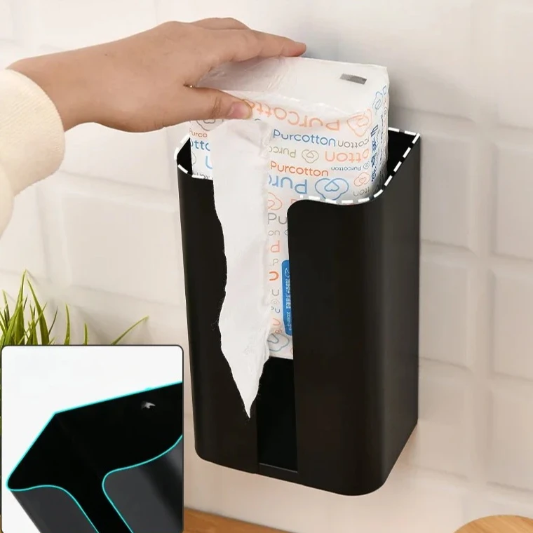 

Bathroom Hardware Black Tissue Box Holder Stand Wall Mount Napkin Organizer for Kitchen Bathroom Toilet Household Accessories