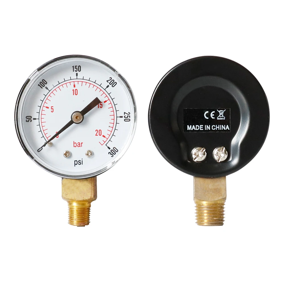 

Pressure Gauge High Strength NPT BAR Stainless Steel Bezel Compressed Air Mini Size Clear Markings Metal Case Water Oil Gas