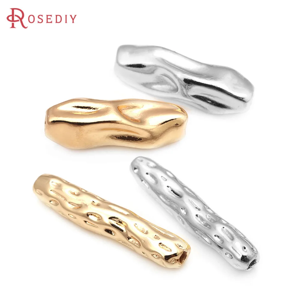 10pcs 18k צבע זהב 18k פליז צינור לא סדיר שרשראות צמידים ברווחים באיכות גבוהה תכשיט אביזרים לנשים