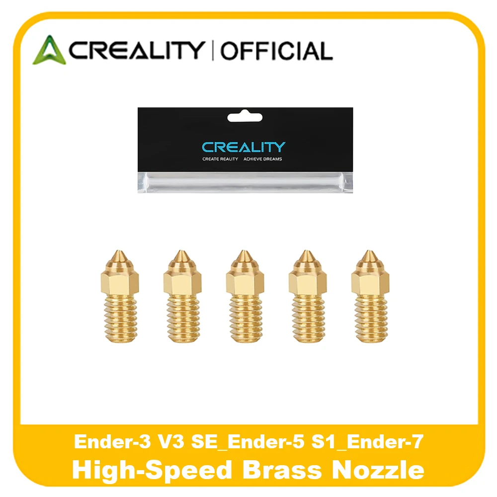 5PCS Creality High-Speed Brass Nozzle 0.2MM/0.6MM/0.8MM/1.0MM M6 Extruder Nozzle for Ender-5 S1/Ender7/Ender-3 V3 SE 3D Printer