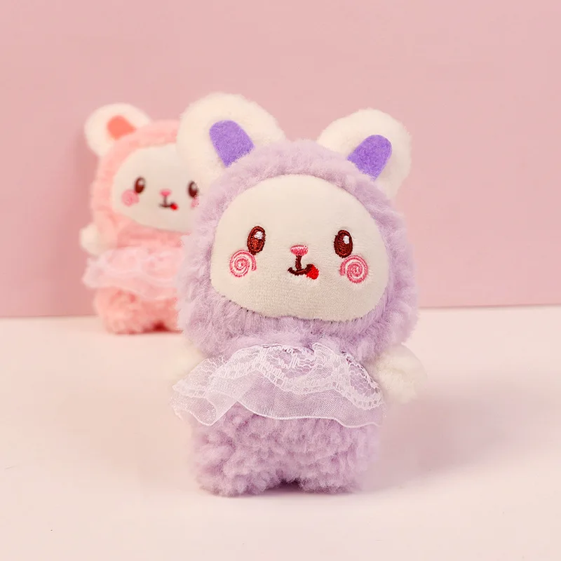 Porte-clés lapin en peluche mignon et créatif, poupée coquine, pendentif de dessin animé, robe de preety, couple chéri, décoration douce, cadeaux doux