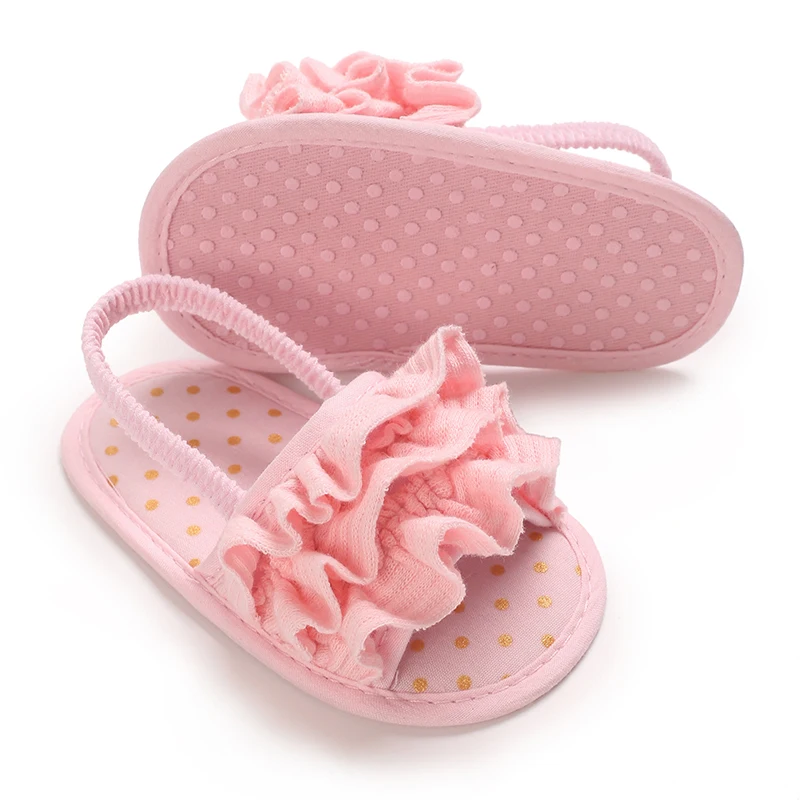 Summer New Baby Shoes Cute Girl Ruffle Edge Princess Sandals Comfortable and Lightweight Baby Walking Shoes