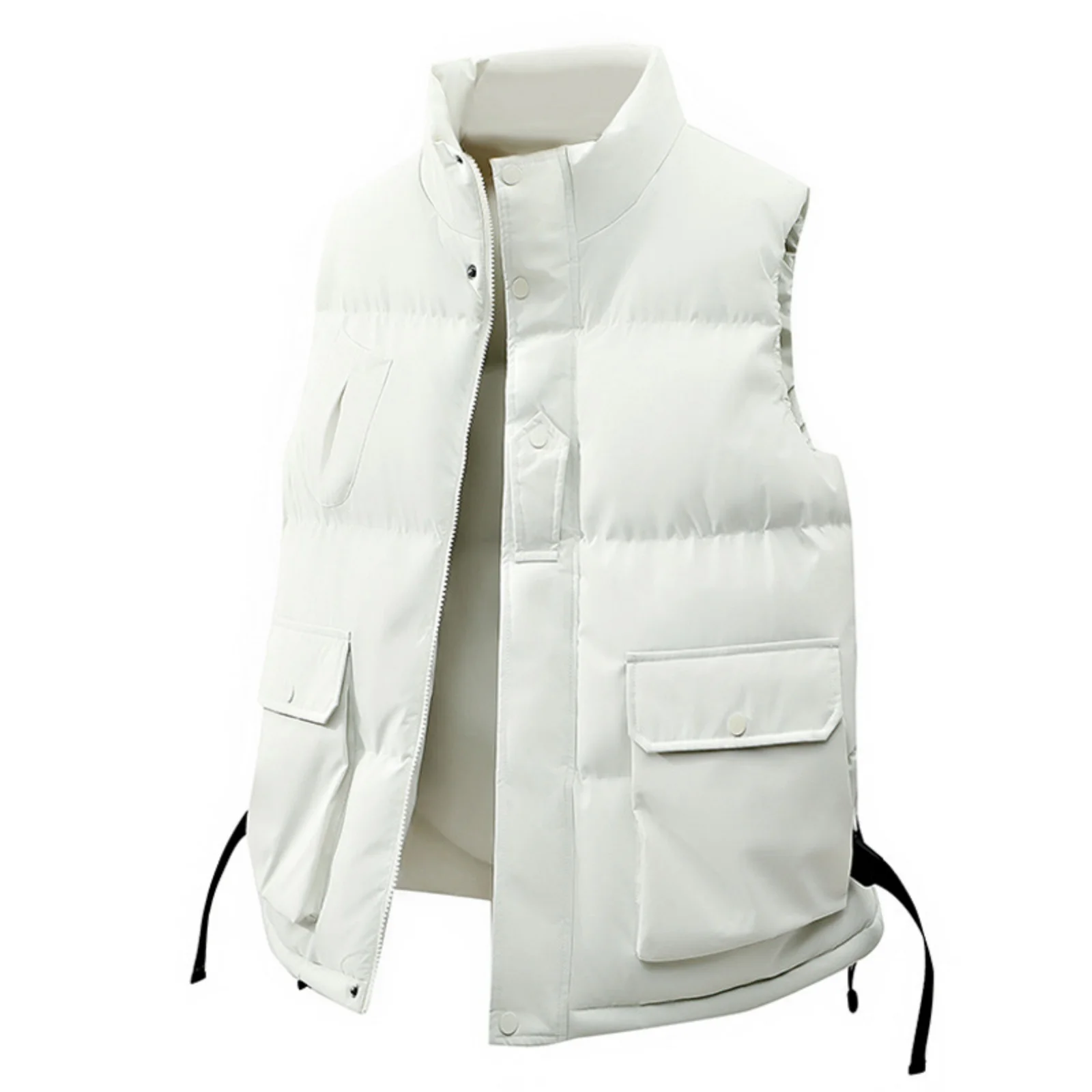 

Men'S Stand-Up Collar Vest Solid Color Casual Sleeveless Jacket Vest Loose Workwear Style Men'S Jacket Autumn And Winter Warm