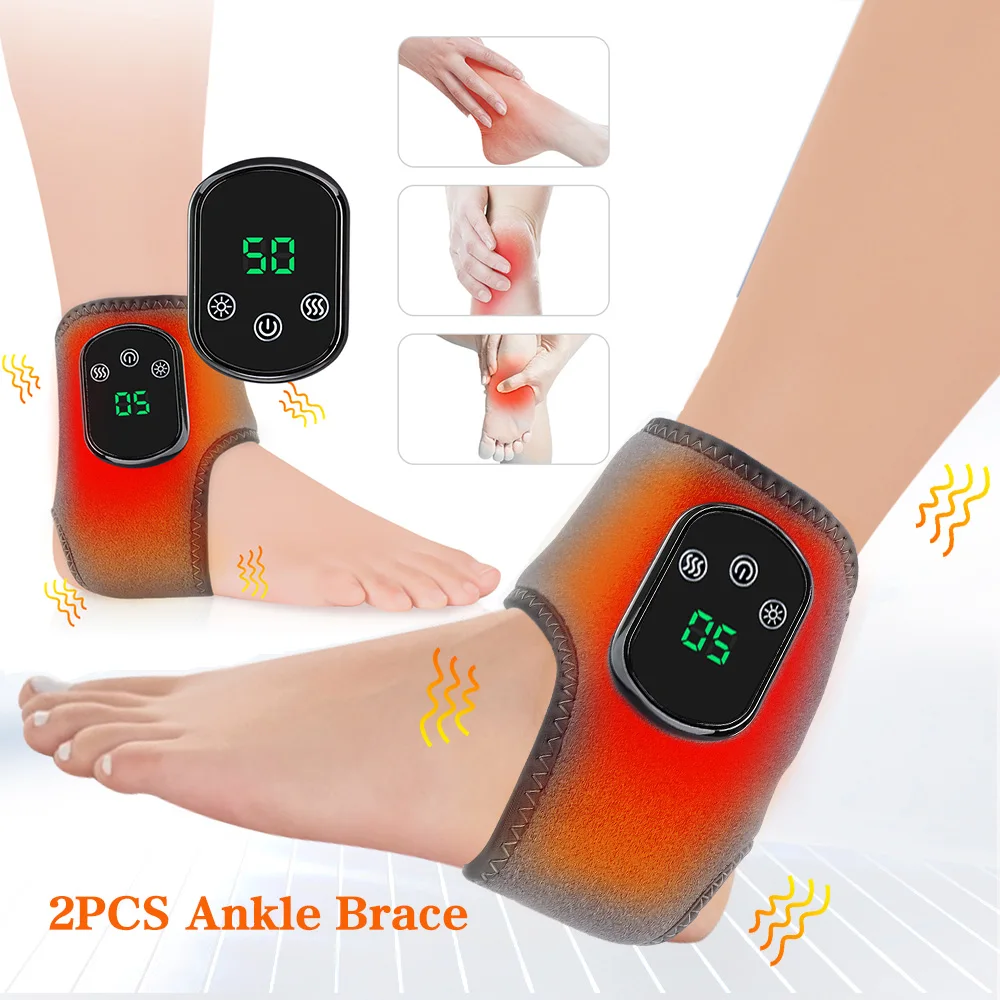 Electric Ankle Brace Hot Compress Vibration Massage Heating Foot Massager Ankle Guard Band Carpal Wrap Support Tool