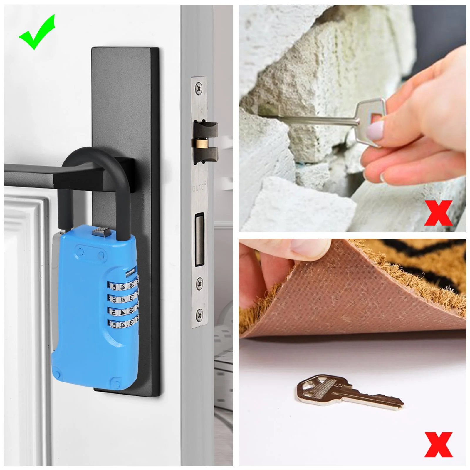 Full Metal Secret Box para Exterior, Resettable Hanging Key Safe Lock Box, Adequado para Chaves de Casa, Corretores de Imóveis, Garagem, Cadeado Sobressalente