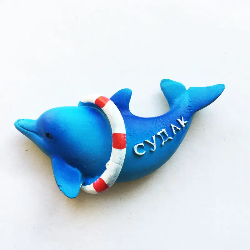 

Creative Russian Tourist Souvenir Cute Dolphin Show Semi 3D Magnetic Sticker for Refrigerator Unique Collection Item