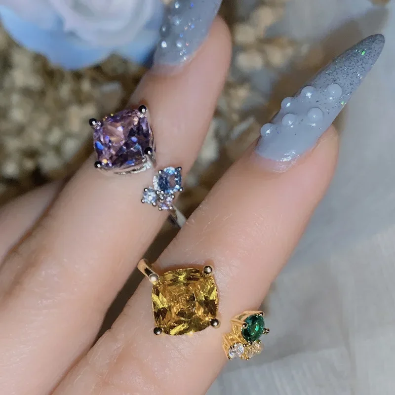 MDL Moissanit1 نمط أصلي جديد مزاجه جميل تمامًا كبار الشعور 5.0ct حلقة عالية الكربون زركونيا الماس الأصفر #3