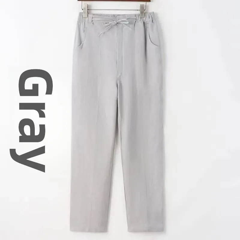 

New 2025 Summer Men's Cotton Linen Casual Loose Straight Leg Pants Extended Length Casual Trousers Faion Urban Sle Breath...