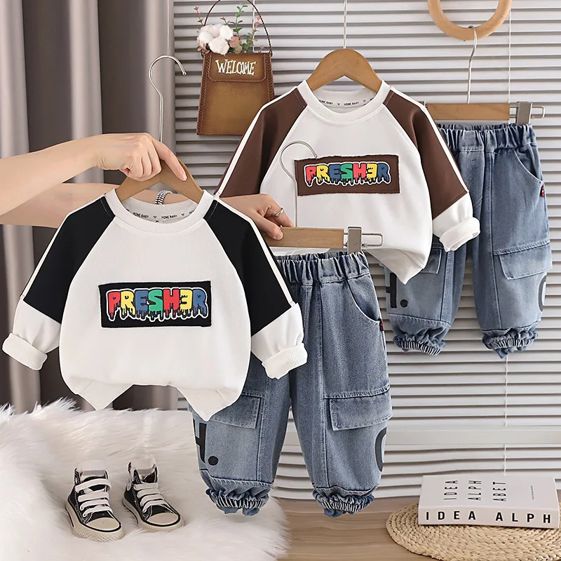 New Spring Autumn Baby Girls Clothes Children Boys Casual Long Sleeved T-Shirt Pants 2Pcs/Sets Infant Costume Kids Tracksuits