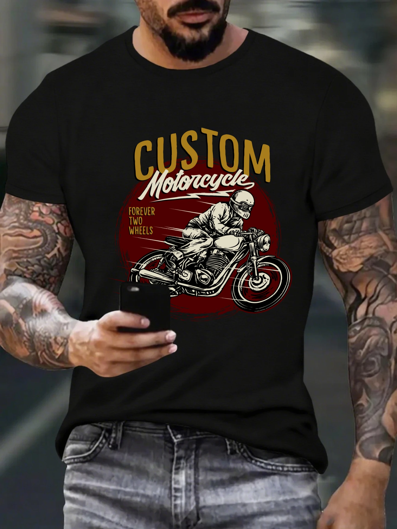 

Retro Custom Garage Graphic T-Shirt for Men, Classic Car Guy Short Sleeve Tee, Casual Mechanic Print Tops