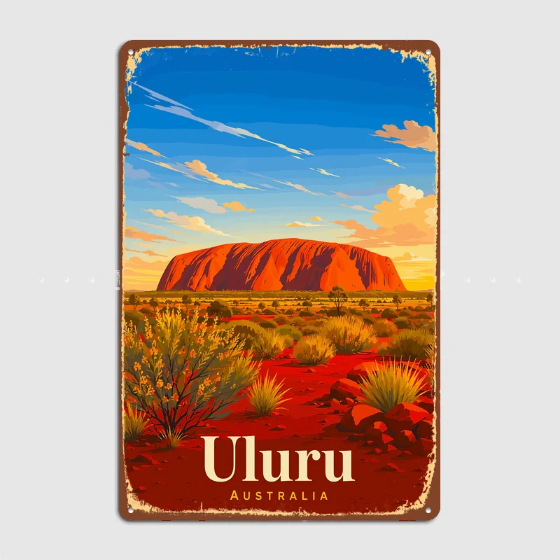 Uluru Australia Travel Poster Metal Custom Sign Living Room Wall Indoor Decor Room Decoration Bedroom Posters Home Decor