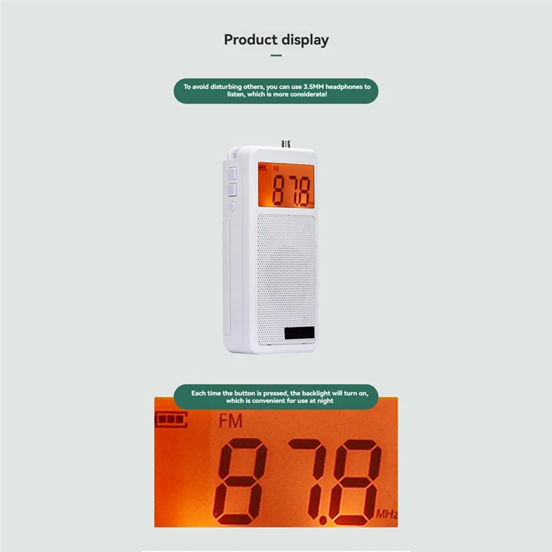 FFYY-วิทยุ FM/AM ขนาดเล็กพร้อมจอแสดงผล LCD ลําโพงเต็มรูปแบบรองรับนาฬิกาตั้งเวลาวิทยุพกพาแบบพกพาพร้อมหูฟัง