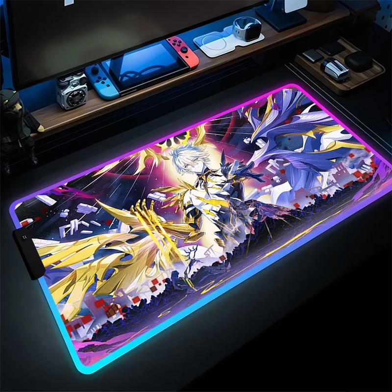 

RGB коврик для мыши светодиодный ПК светящийся настольный коврик геймер офисный ноутбук Honkai Star Rail Phainon коврик для клавиатуры игровые аксессуары коврик для мыши