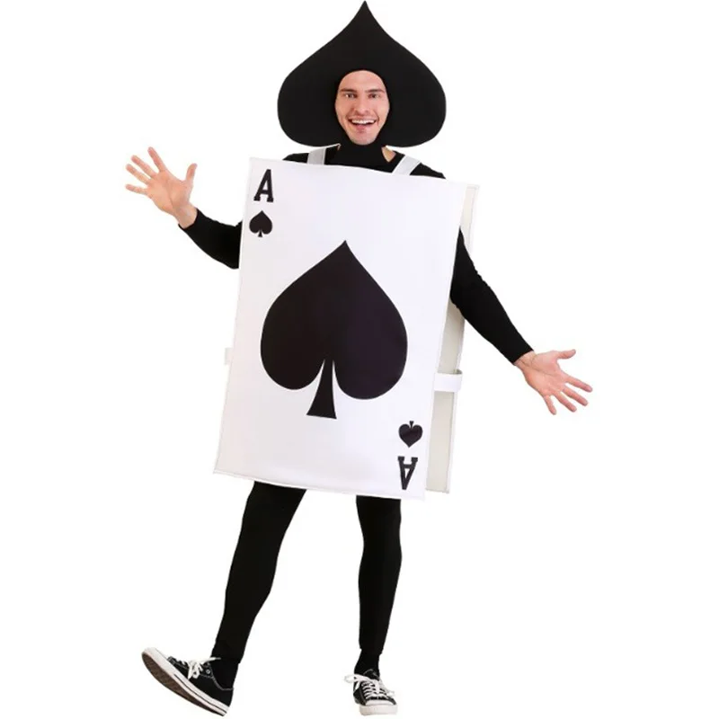 مجموعة أزياء أداء Loween Par Ex Poker Card Onesie بدلة لولبية مضحكة للنساء ملابس المسرح العرقية
