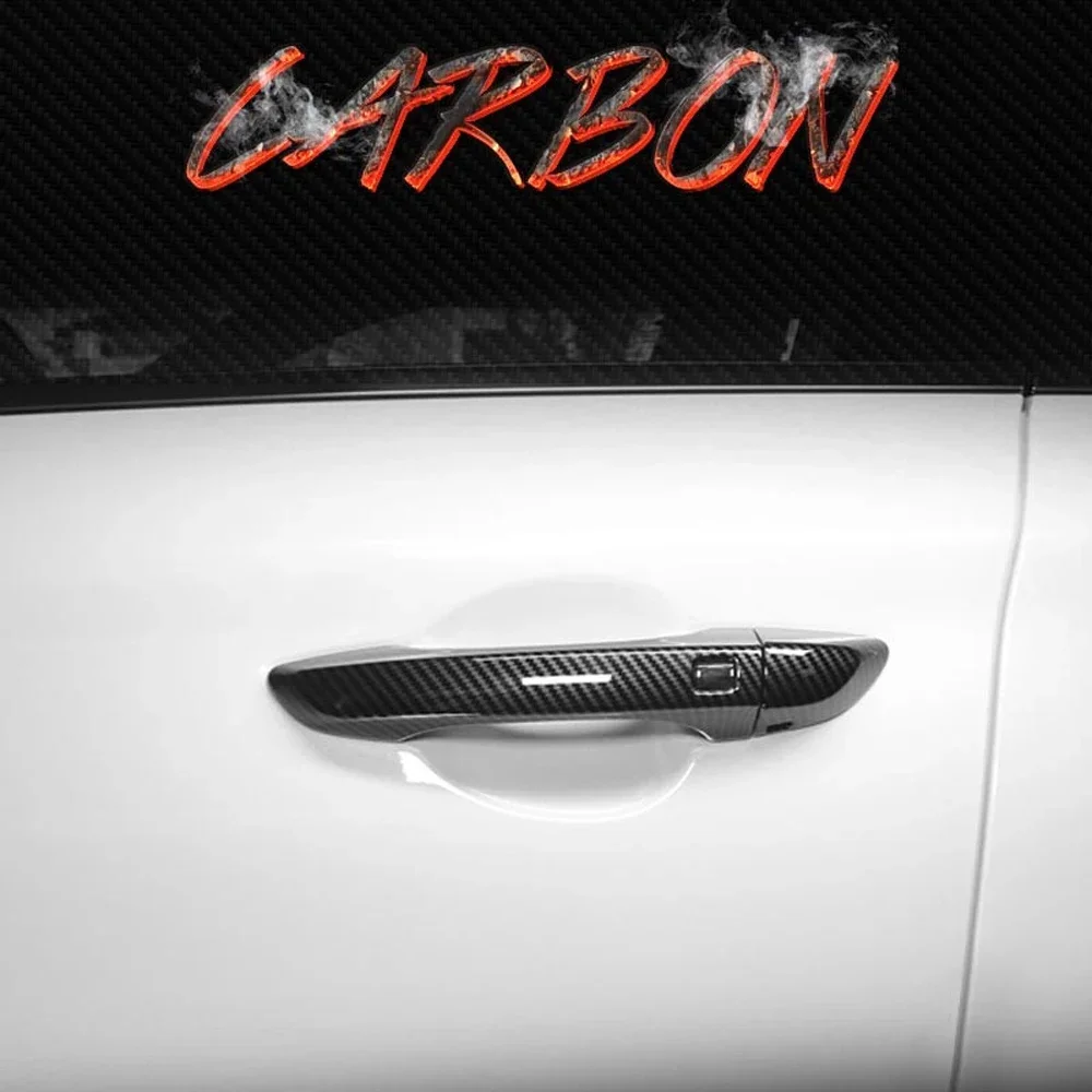 Carbon Black Car Exterior Door Handle Protector Cover For Genesis G70 Styling ABS Stickers Accessories