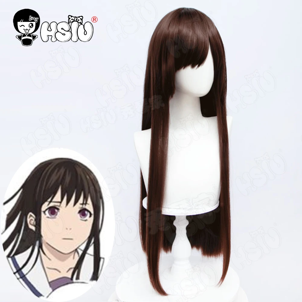 Iki Hiyori Cosplay Wig Fiber synthetic wig「HSIU 」80cm brown long Wig+Wig cap Anime Noragami cosplay Wig