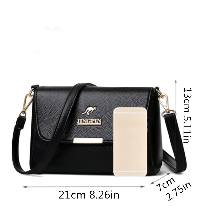 Women's Leather Flip Shoulder Bags, Fashionable and Versatile Metal Single Shoulder Bag, Suitable for Commuting and Banquets