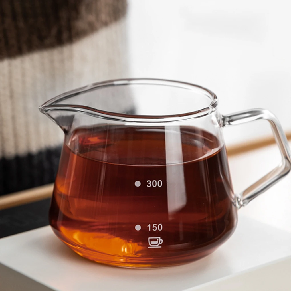 Cafetera hecha a mano de 450ml/600ml, olla nube para compartir, cafetera de vidrio gruesa resistente al calor, bonita olla con escala, taza justa