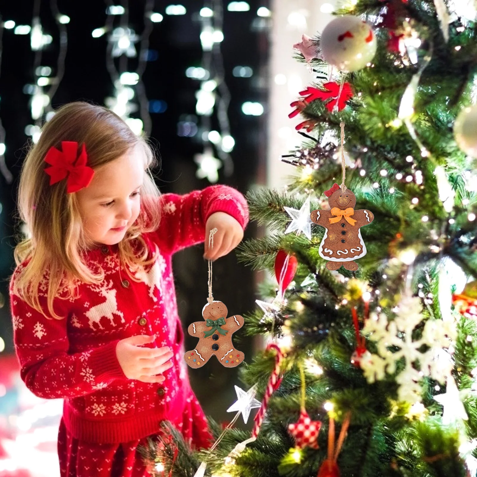 

2Pcs Gingerbread Man Xmas Hanging Ornament Christmas Tree Decor Holiday Home Party Garden Decoration Festive Pendant Wall Door