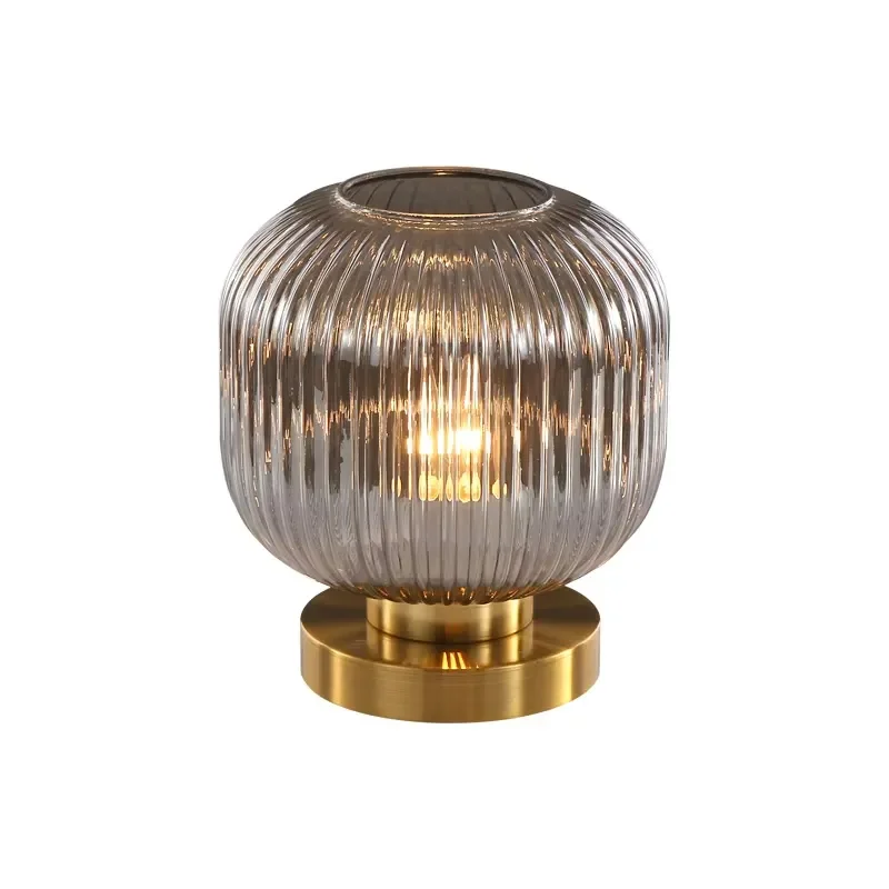 Modern Luxury Vertical Glass Pattern Desk Lamp Floor Lamp for Living Room Bedside Hotel Lighting