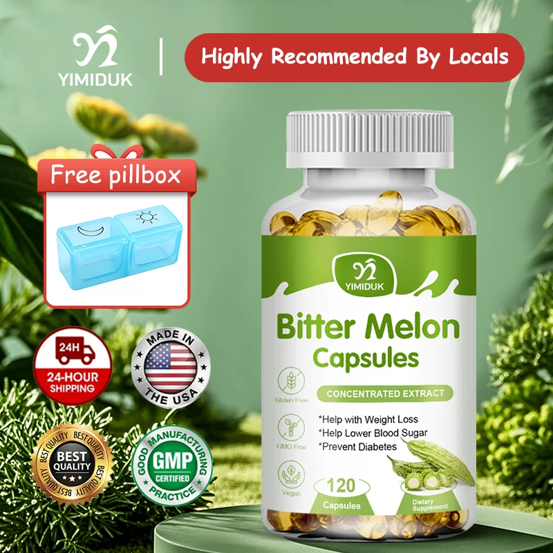 

Yimiduk Organic Bitter Melon Capsules, Support Immune Health, Prevent Diabetes, Promote Digestion, Overall Health, Gluten Free