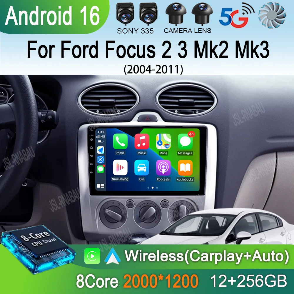 Car Radio Android 16 For Ford Focus 2 3 Mk2 Mk3 2004 2005-2011 Auto Carplay WiFi 4G Multimedia GPS Navigation 2 din Autoradio BT
