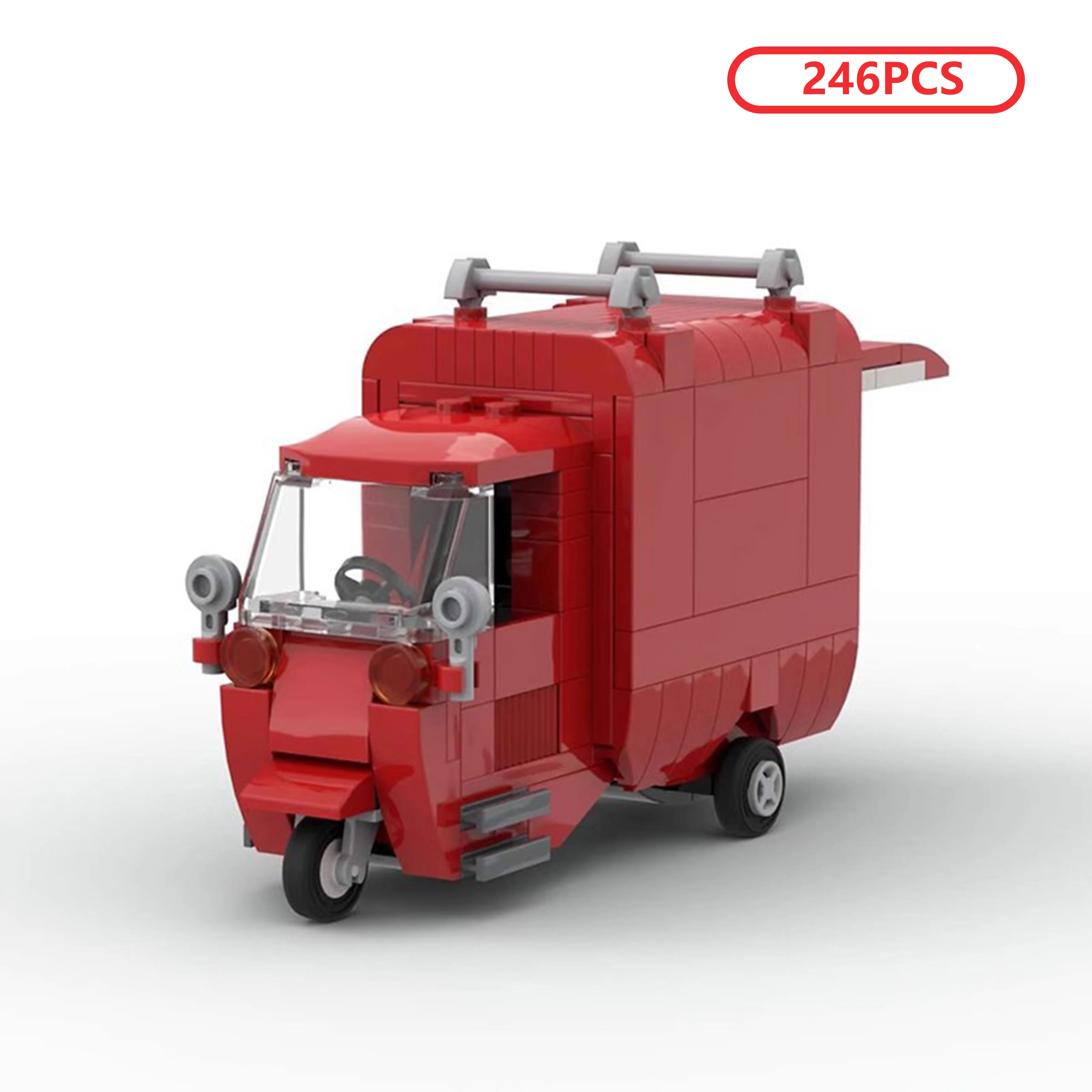 مجموعة نماذج السيارة DIY MOC Christmas Coffee Tuk-Tuk، لعبة مكعبات البناء الصغيرة الإبداعية، هدية العيد للأطفال والجامعات