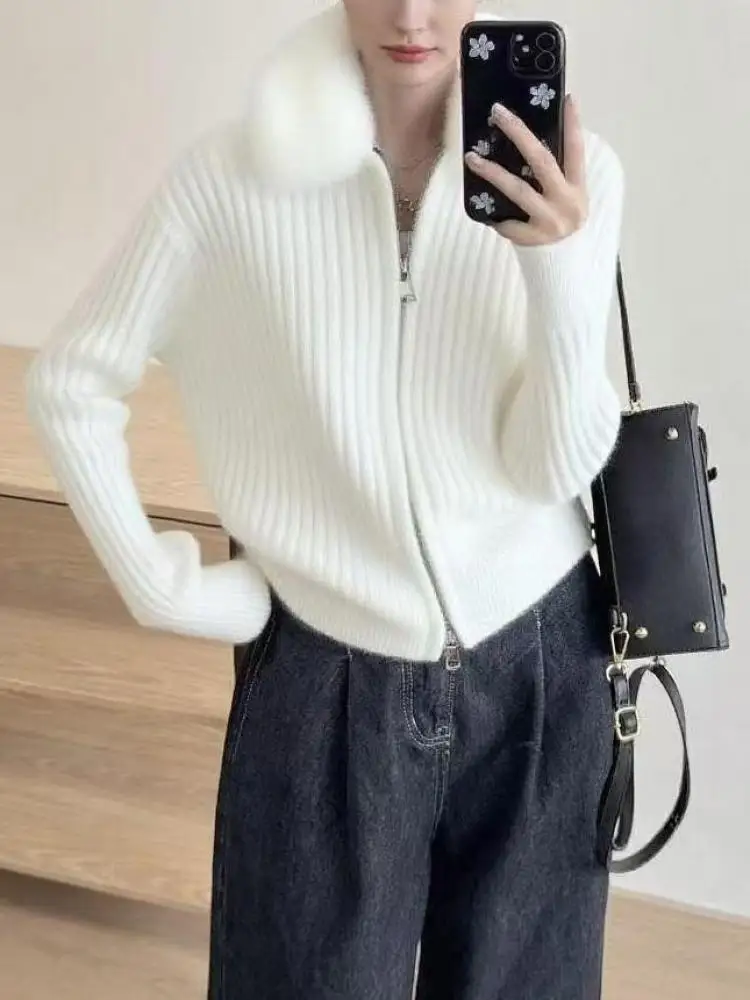 

Осень-зима, бежевый, хаки, фестиваль, универсальный свитер с длинными рукавами, женский розовый, красный кардиган, короткие вязаные топы с двойной молнией, шикарные