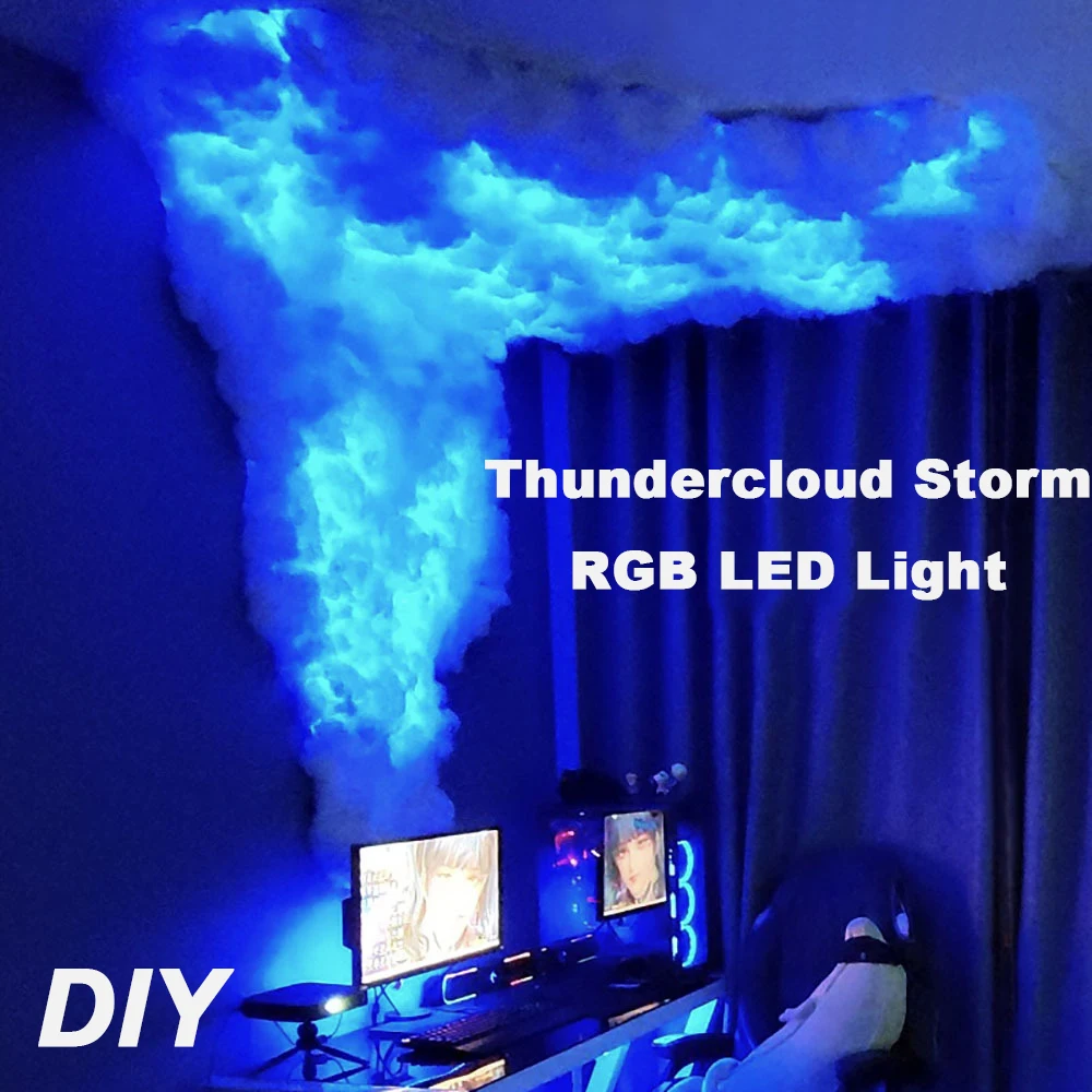 RGB Thunder Cloud Lamp Led  DIY Creative Cloud Lights Strip Gaming Room Wall Light Bar Atmosphere Party Festival Decor Lights