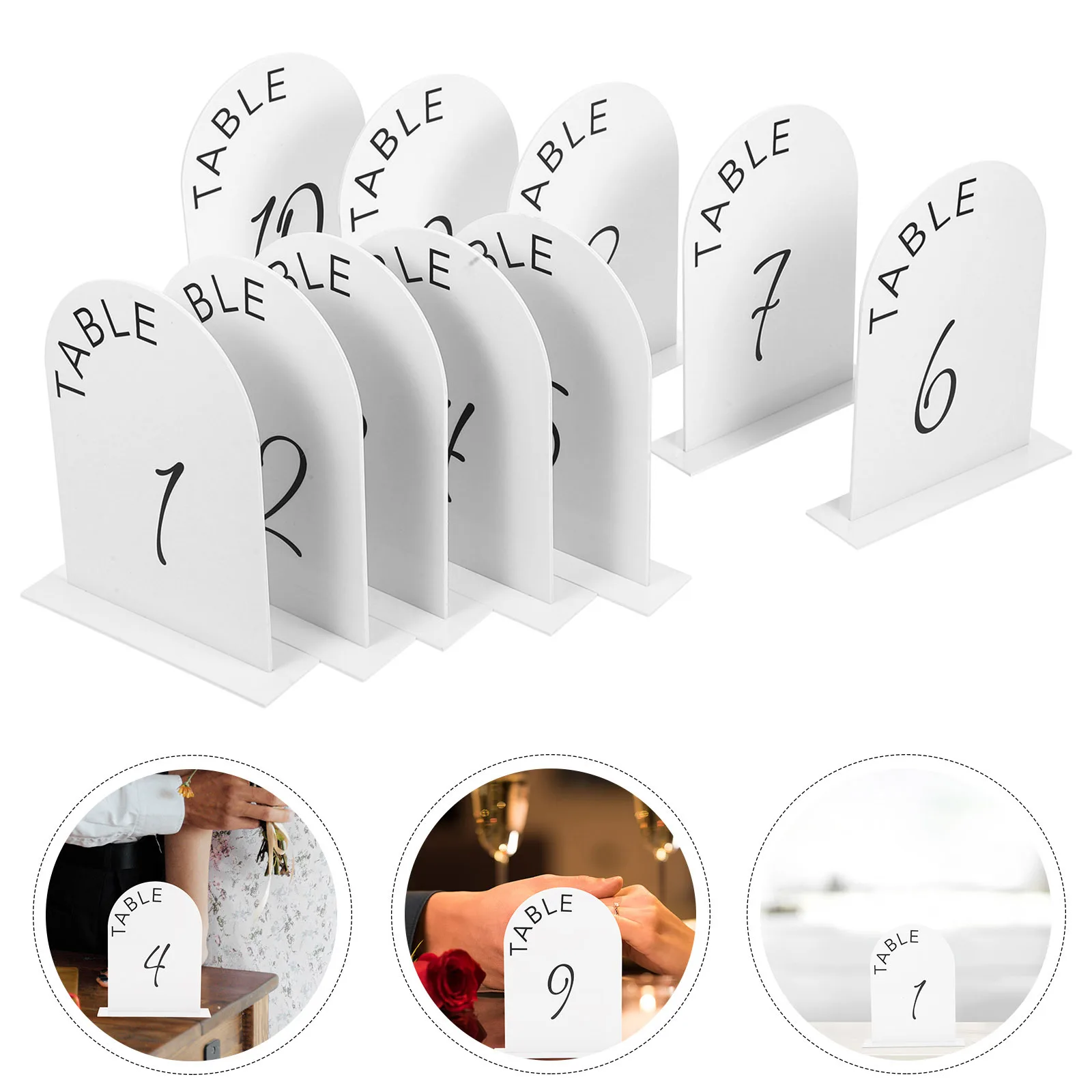 

10pcs Acrylic Number Signs 1-10 Clear Seat Numbers For Wedding Reception Party Event Decorations Table Numbers With Holders For