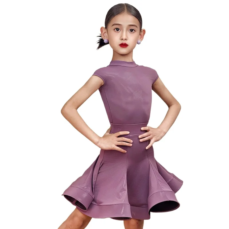 

2025 New Latin Dance Girl Regulation Competition Suit Children's Advanced Sense Sleeveless Highlight Suit Latin Dance Dress