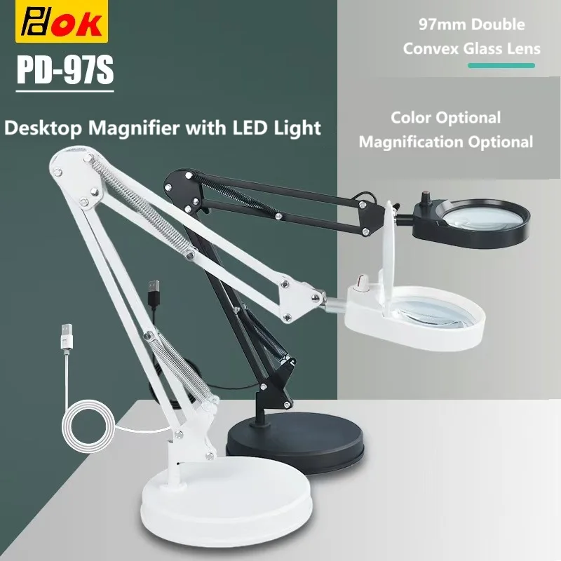 

Desktop and Clip-on Magnifier with LightSuitable for study repair workand live streaming PDOK Super-Bright LED