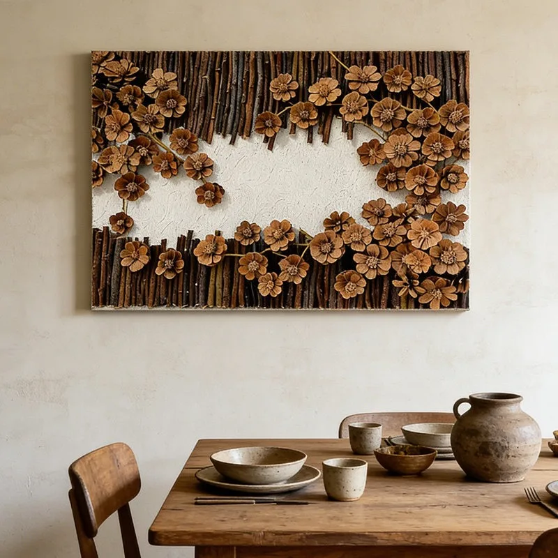 Wall Hanging Flower Painting Retro Rectangle Decor Picture Living Room Bedroom Entrance Wall Art Home Ornament Painting